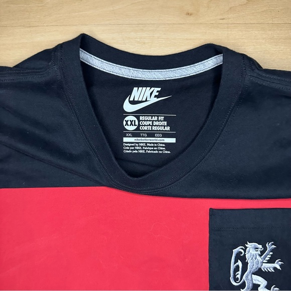 Nike Lebron James LBJ Sz 2XL Red/Black Lion Logo Striped Shirt - Picture 4 of 8